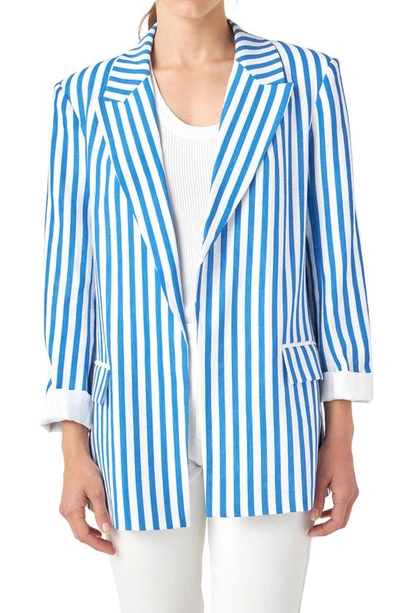 Shop English Factory Stripe Blazer In Blue Stripe