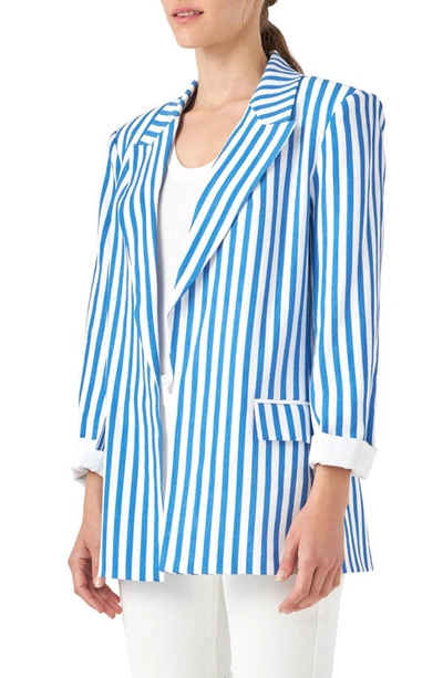 Shop English Factory Stripe Blazer In Blue Stripe