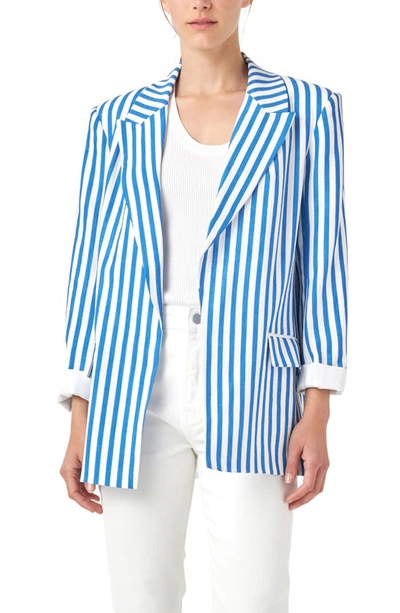 Shop English Factory Stripe Blazer In Blue Stripe