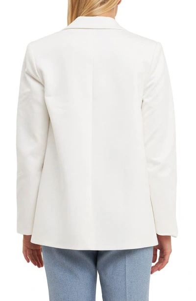 English Factory Curved Lapel Stretch Cotton Blazer In White