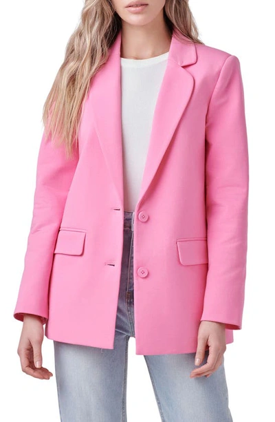 Shop English Factory Curved Lapel Stretch Cotton Blazer In Pink