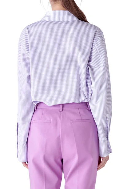 Shop English Factory Stripe Colorbock Button-up Shirt In Lilac