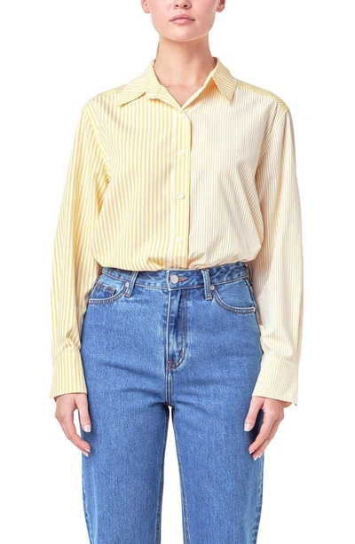 Shop English Factory Stripe Colorbock Button-up Shirt In Yellow