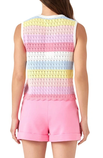 English Factory Stripe Sleeveless Knit Top In Pink Multi