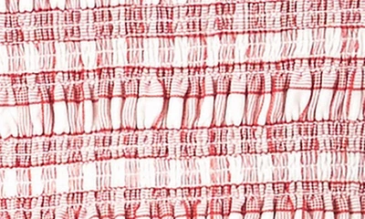 English Factory Check Smocked Bow Accent Top In Red