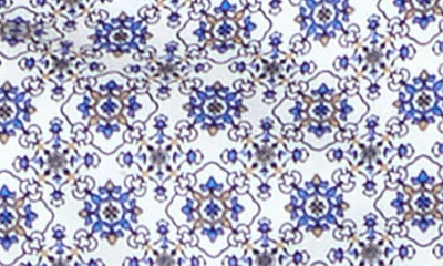 Shop English Factory Mixed Print Cotton Peplum Top In White/ Blue