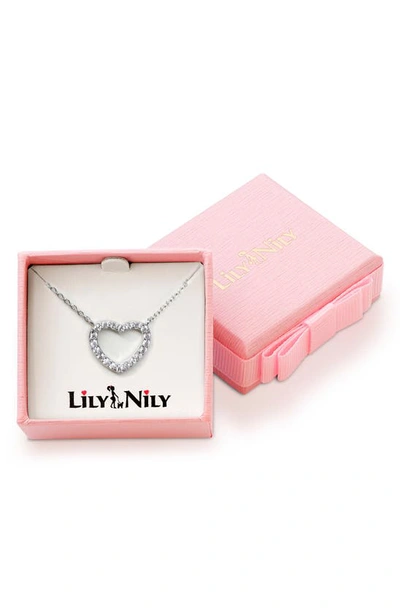 Lily Nily Kids' Cubic Zirconia Open Heart Pendant Necklace In White