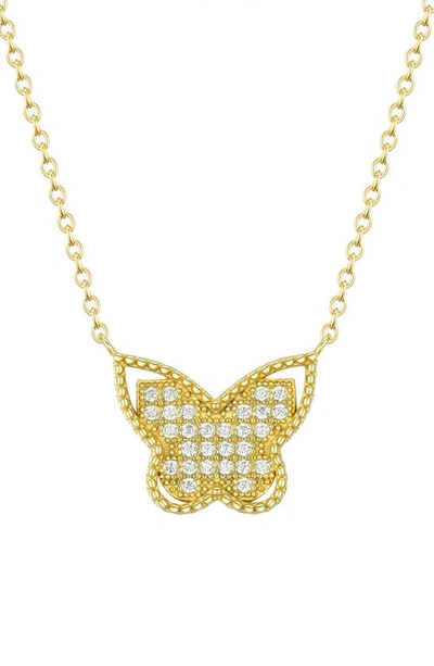 Shop Lily Nily Kids' Cubic Zirconia Butterfly Pendant Necklace In Gold