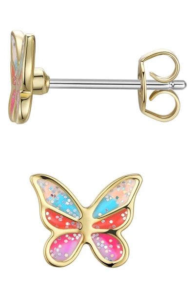 Shop Lily Nily Kids' Glitter Butterfly Necklace & Stud Earrings Set In Gold