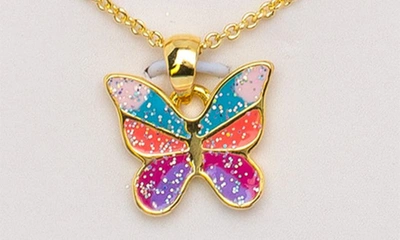 Shop Lily Nily Kids' Glitter Butterfly Necklace & Stud Earrings Set In Gold