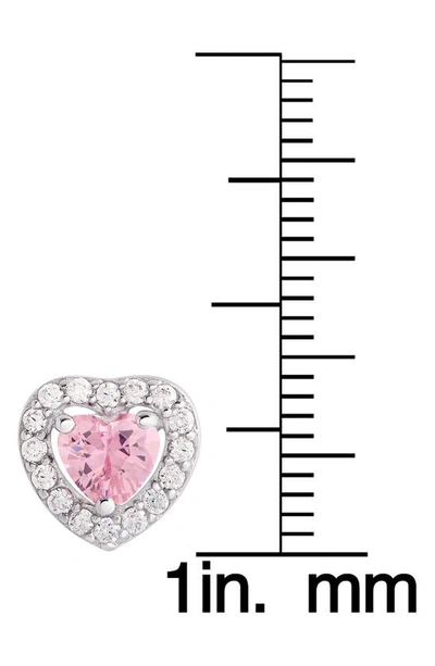 Lily Nily Kids' Cubic Zirconia Heart Halo Stud Earrings In Pink