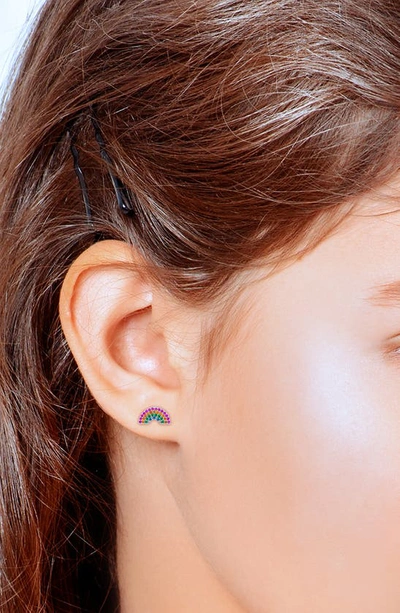 Shop Lily Nily Kids' Rainbow Cubic Zirconia Stud Earrings In Multi Silver