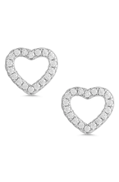 Lily Nily Kids' Cubic Zirconia Open Heart Stud Earrings In White