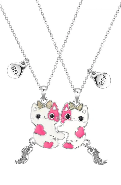 Shop Lily Nily Kids' Bff Magnetic Cat Necklace Set In Pink