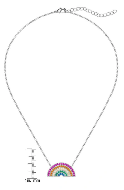 Lily Nily Kids' Rainbow Cubic Zirconia Pendant Necklace In Multi Silver