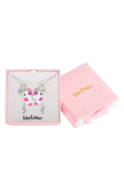 Lily Nily Kids' Bff Magnetic Cat Necklace Set In Pink
