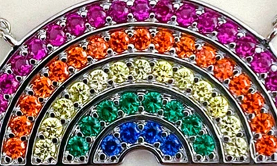 Lily Nily Kids' Rainbow Cubic Zirconia Pendant Necklace In Multi Silver