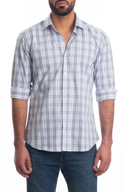 Jared Lang Trim Fit Plaid Cotton Button-up Shirt In Grey Check