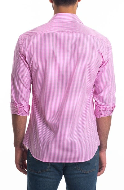 Shop Jared Lang Trim Fit Gingham Cotton Button-up Shirt In Pink Gingham