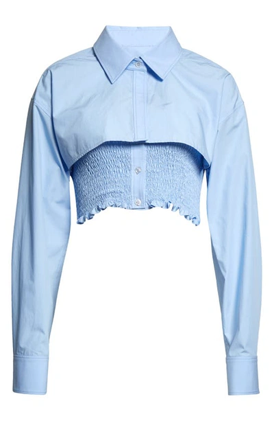 Shop Alexander Wang Woven Cotton Twinset In Chambray Blue