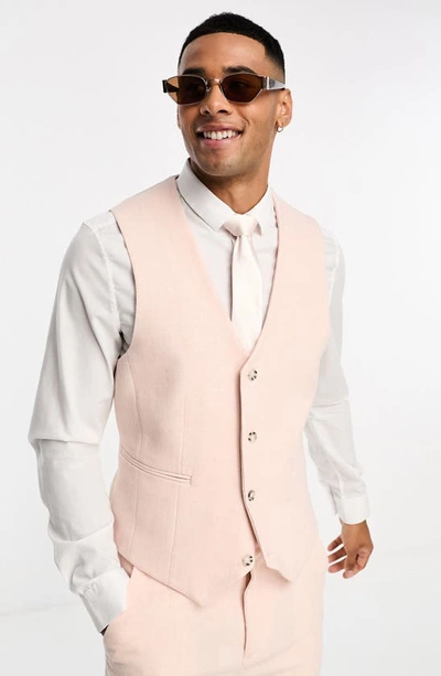 Shop Asos Design Button Front Vest In Pink