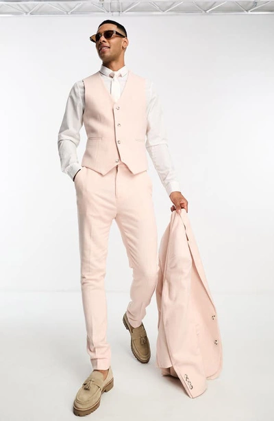 Asos Design Button Front Vest In Pink