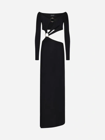 Shop Louisa Ballou Sex Wax Viscose Long Dress In Black