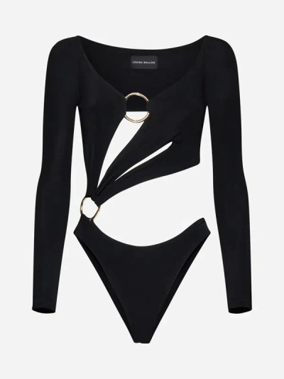 Shop Louisa Ballou Sex Wax Viscose Bodysuit In Black