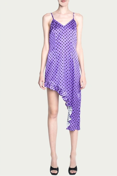 Shop Videmus Omnia Nebula Asymmetric Ruffled Silk Dress In Purple