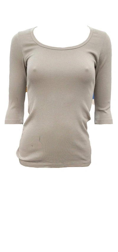 Pj Harlow Norah 3-4 Sleeve Rib Tee In Clay In Grey