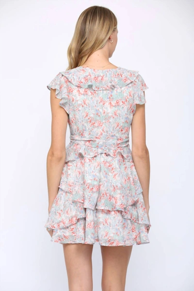 Fate Tie Waist Ruffle Dress In Blue Multi