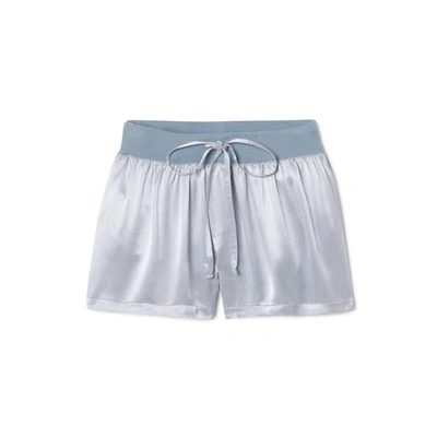 Shop Pj Harlow Mikel Satin Boxer Short With Draw String In Morning Blue