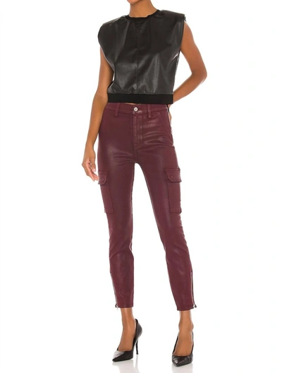 7 For All Mankind Skinny Cargo With Faux Front Pockets In Merlot Coated In Multi