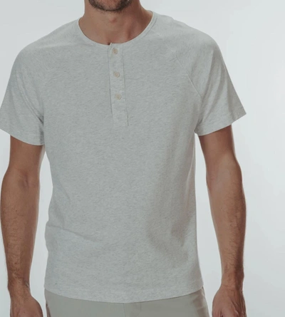 The Normal Brand Men's Active Short Sleeve Puremeso Henley In Stone In White
