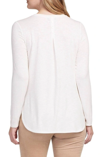 Tribal Crew Neck Top With Button Back Detail In Cream In White