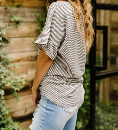 Shop Kori Perfect Type Pinstripe Top In Gray In Grey