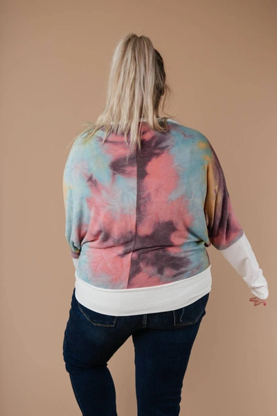 White Birch Whitney Wide V Tie Dye Pullover In Multi