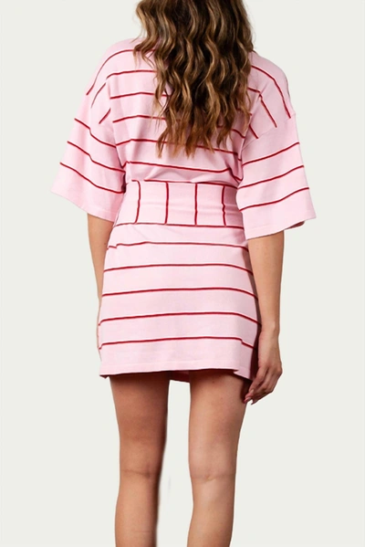 Shop Lucca Cybelle Belted Knit Mini Dress In Pink Stripe