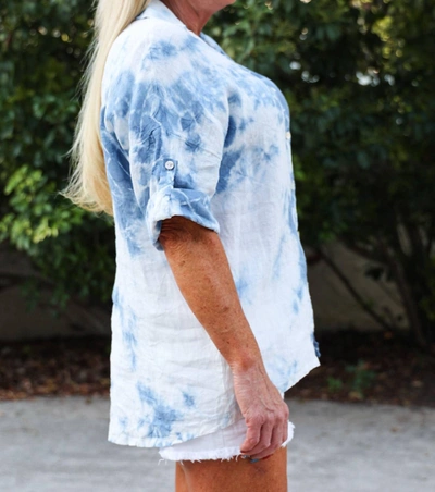 Tempo Paris Denim Button Up Shirt In Tie Dye In Multi