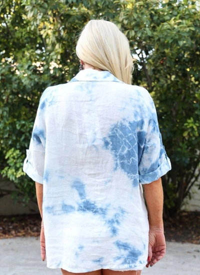 Tempo Paris Denim Button Up Shirt In Tie Dye In Multi