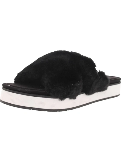 Shop Koolaburra Roubie Fuzz Womens Faux Fur Flat Slide Sandals In Black