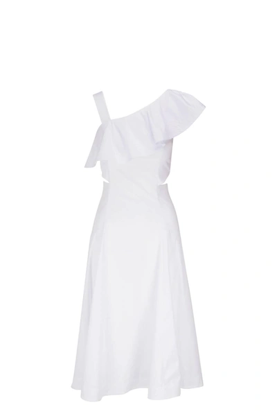 Shop Veronica Beard Beilla One Shoulder Cut Out Flared Midi Dress In White
