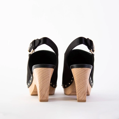 Shop Ferragamo Susanne Leather And Fabric Wedge Women's Sandals In Black