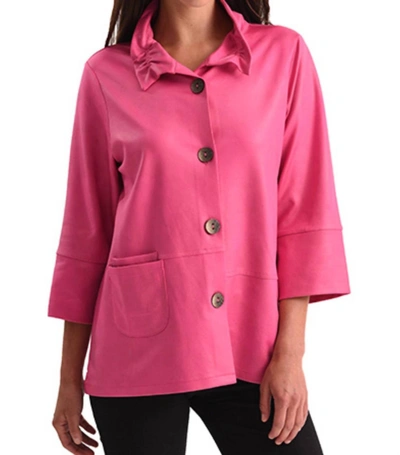Angel Microfiber Leather Button Jacket In Raspberry In Multi