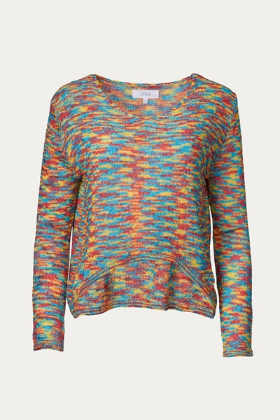 Shop Lucca Space-dyed Intarsia-knit Sweater In Rainbow Space Dye In Multi
