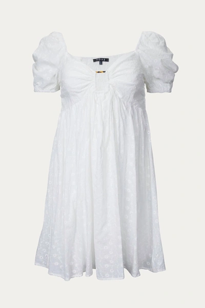 Shop Fore Floral-embroidered Broderie Anglaise Mini Dress In White