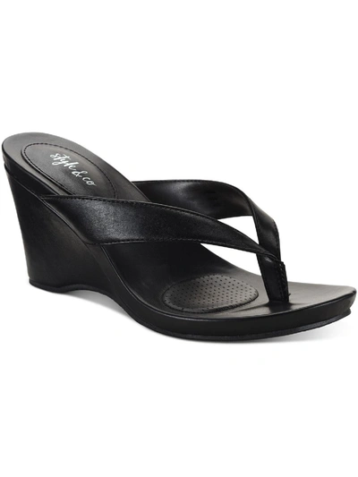 Shop Style & Co Chicklet Womens Faux Leather Open Back Thong Sandals In Black