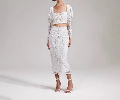 Shop Self-portrait Cord Lace Midi Skirt In Cream In White