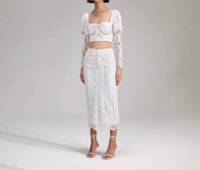 Self-portrait Cord Lace Midi Skirt In Cream In White