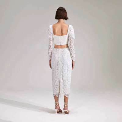 Self-portrait Cord Lace Midi Skirt In Cream In White
